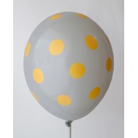 Gray - Golden Yellow Polkadots Printed Balloons